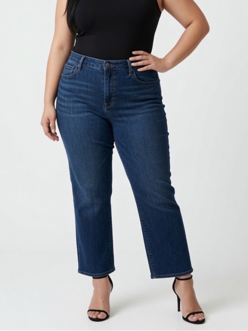 Old Navy Curvy Profile Mid Rise Straight Leg Blue Denim Jeans 18 Short Petite